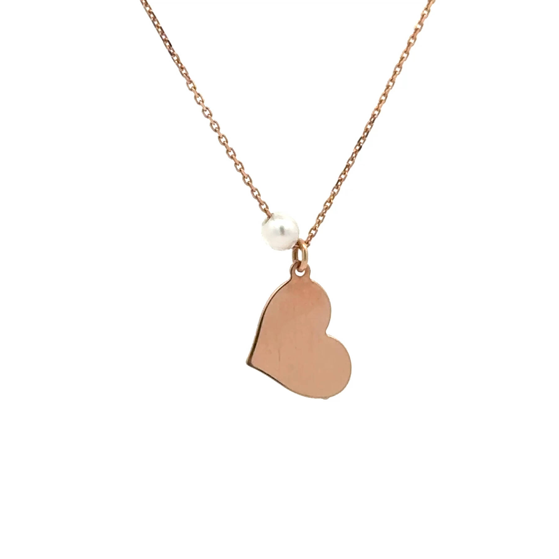 İncili Minimal Kalp Rose Kolye - 2