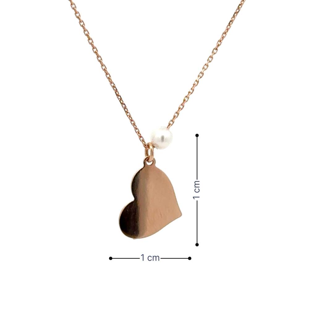 İncili Minimal Kalp Rose Kolye - 3