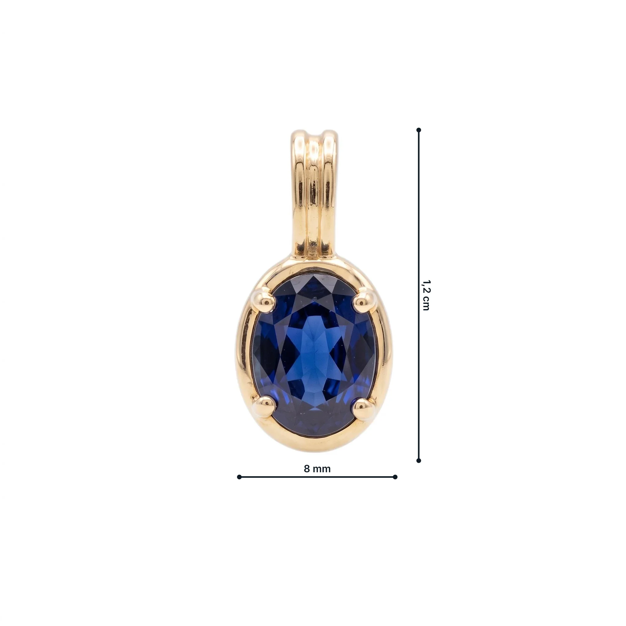 Oval Kesim Safir Eylül Ayı Doğum Taşı Altın Kolye Ucu - 3